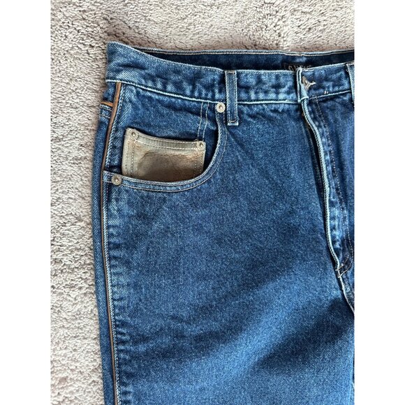 Vtg Guess USA Jeans Mens Size 34 x 33 Cotton w/ Leather Trim Piping - Picture 5 of 16